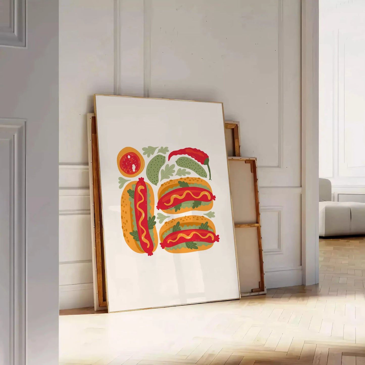 kitchen 73 Art poster stylish blend gray orange captivating wall trendy flair space perfect gift unique decor piece standalone print convenience
