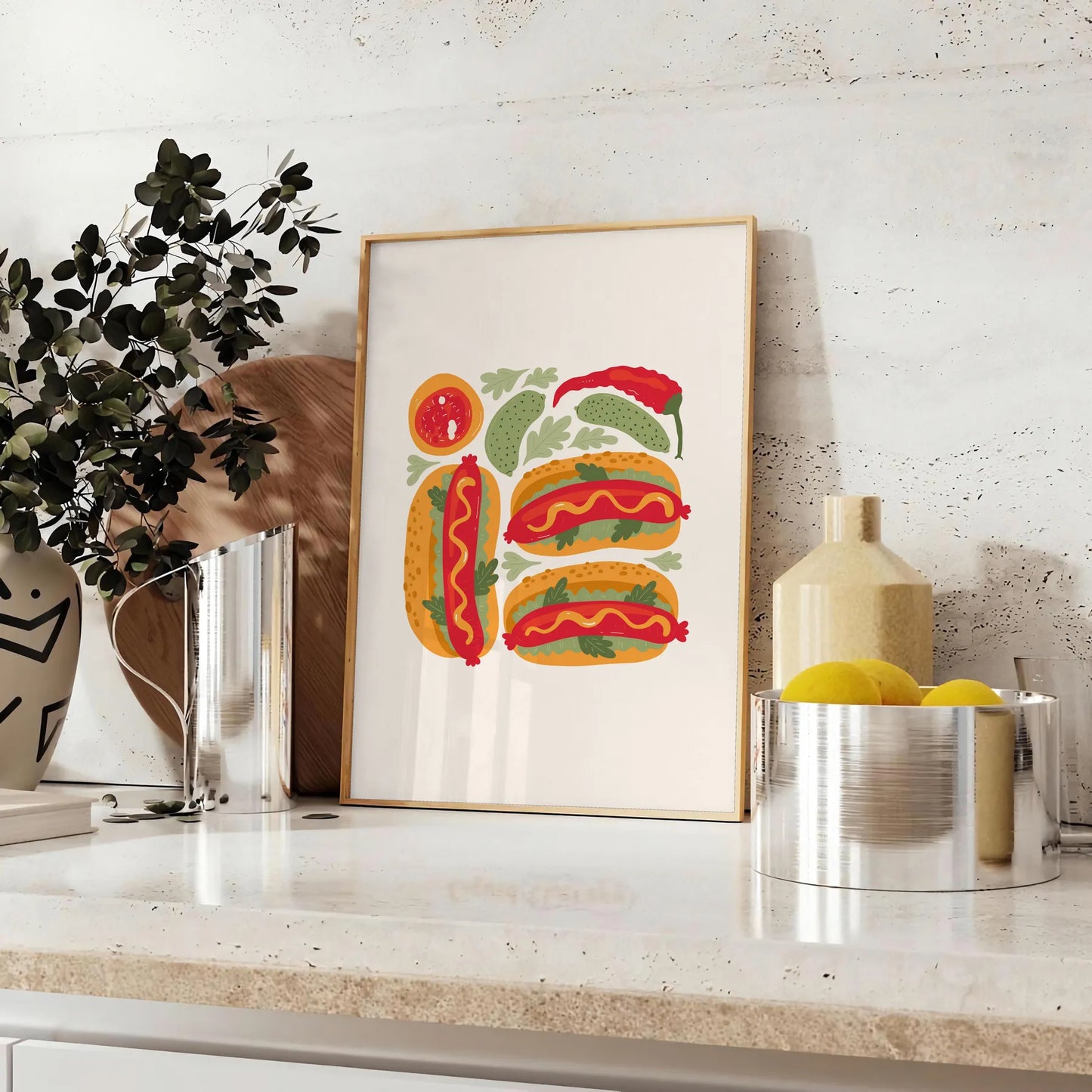kitchen 73 Art poster stylish blend gray orange captivating wall trendy flair space perfect gift unique decor piece standalone print convenience
