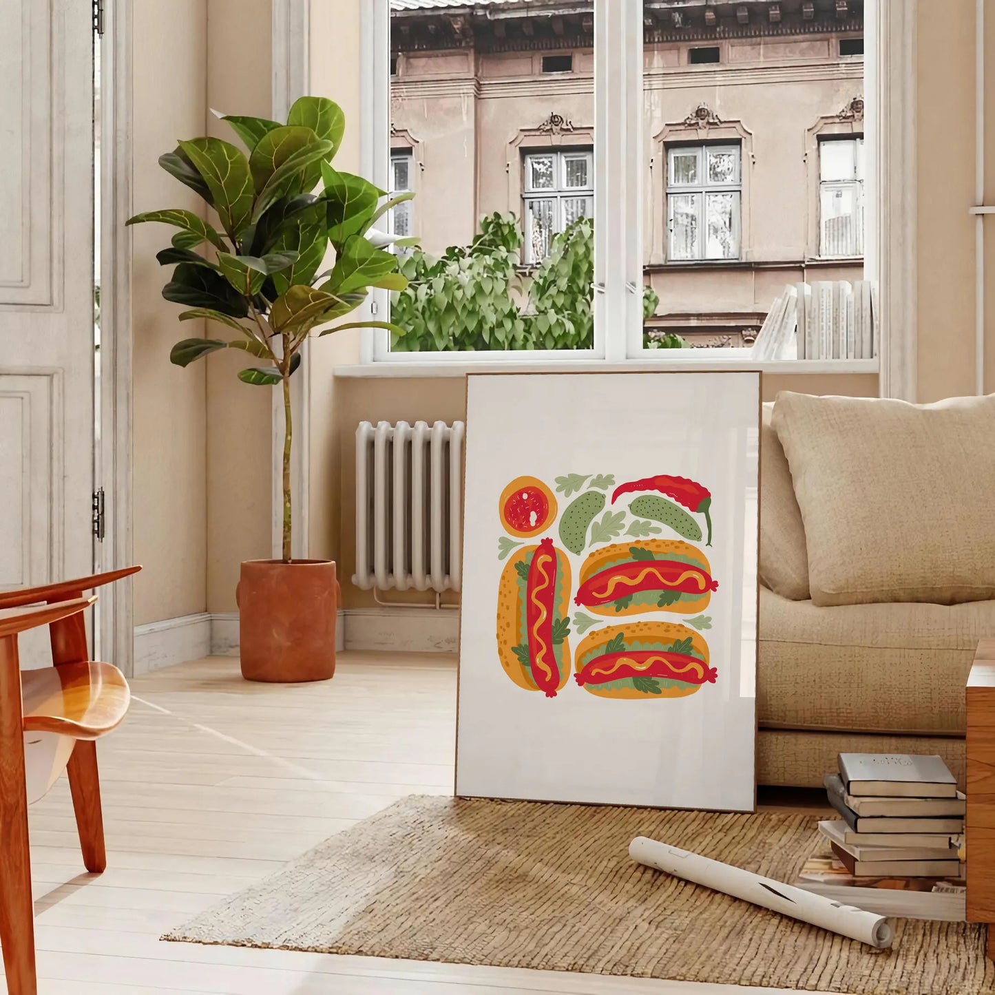 kitchen 73 Art poster stylish blend gray orange captivating wall trendy flair space perfect gift unique decor piece standalone print convenience