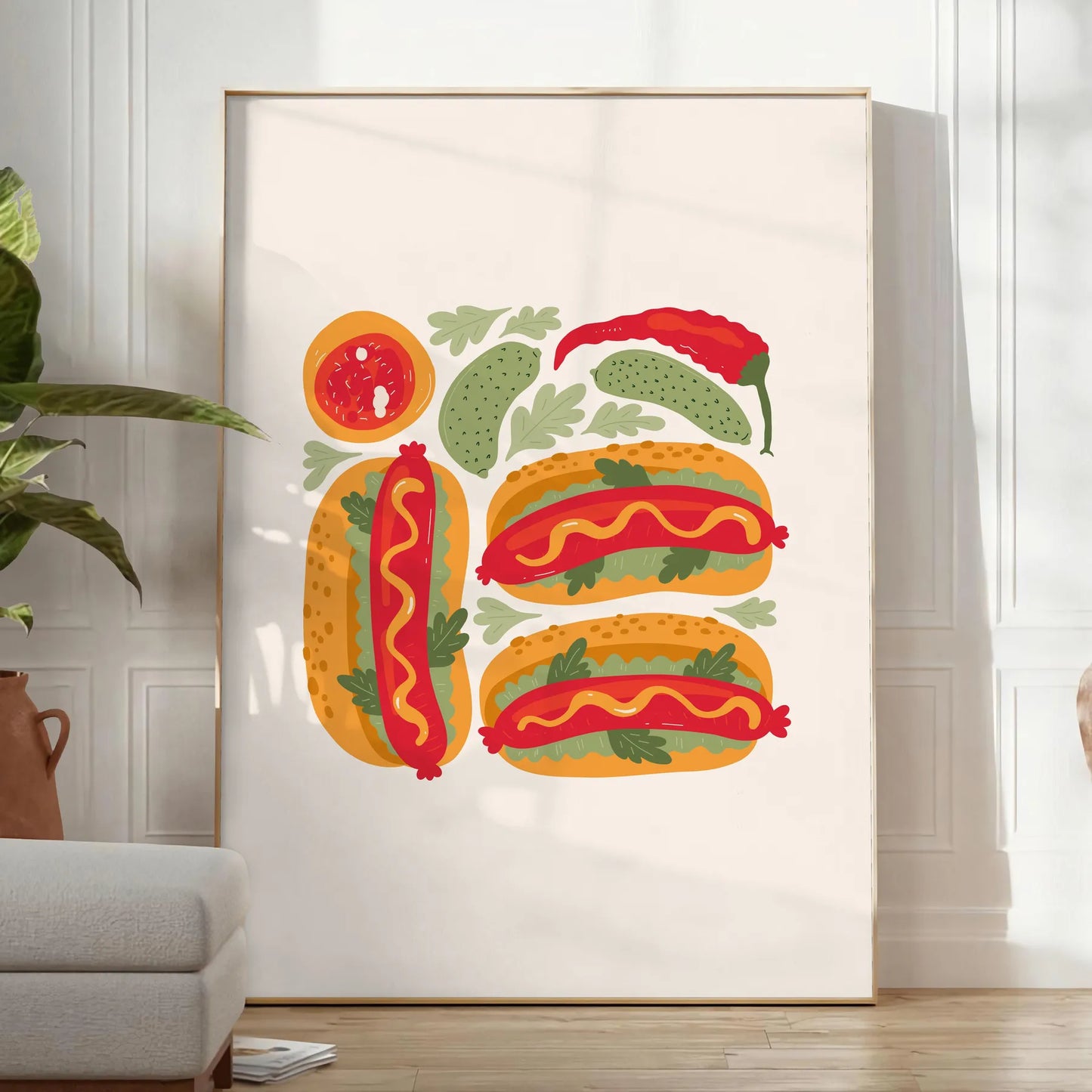 kitchen 73 Art poster stylish blend gray orange captivating wall trendy flair space perfect gift unique decor piece standalone print convenience