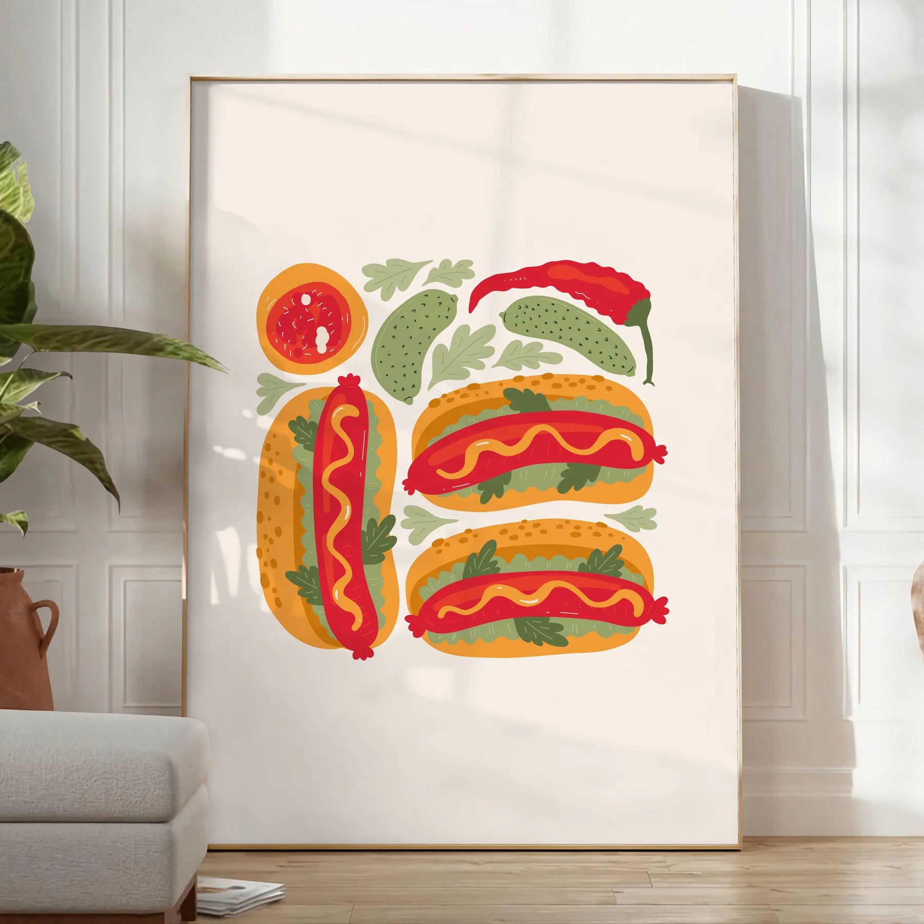 kitchen 73 Art poster stylish blend gray orange captivating wall trendy flair space perfect gift unique decor piece standalone print convenience