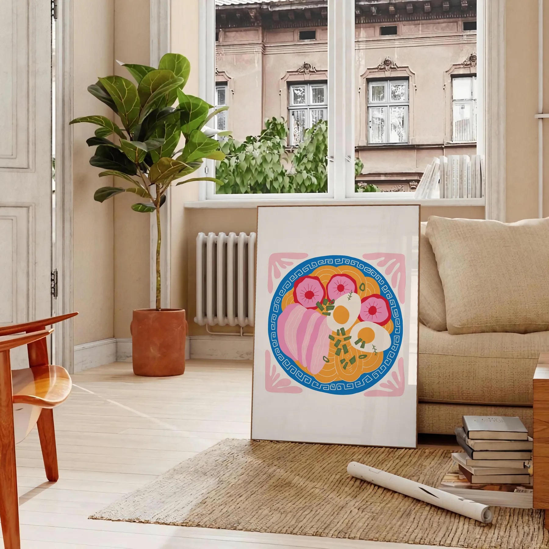 kitchen decor vibrant 77 poster dynamic orange blue hues captivating artwork perfect gift style charm wall art sizes A4 cm A0 space