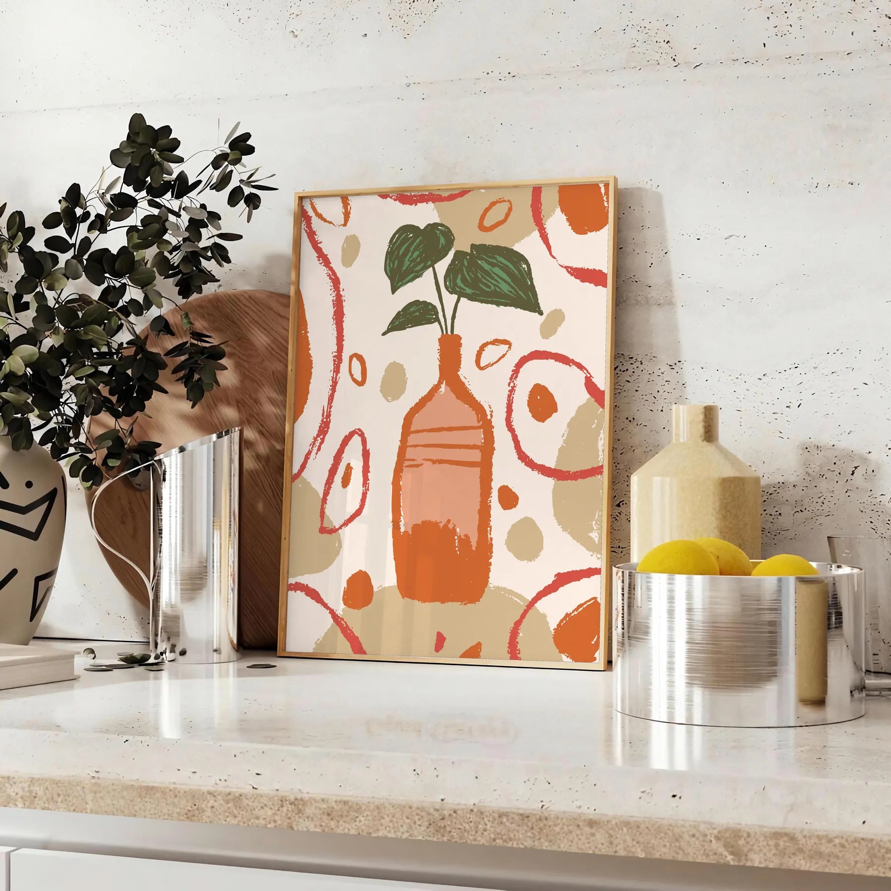 vibrant Kitchen 89 poster bold orange sleek gray contemporary design space friend captivating wall art print modern style room standalone artwork